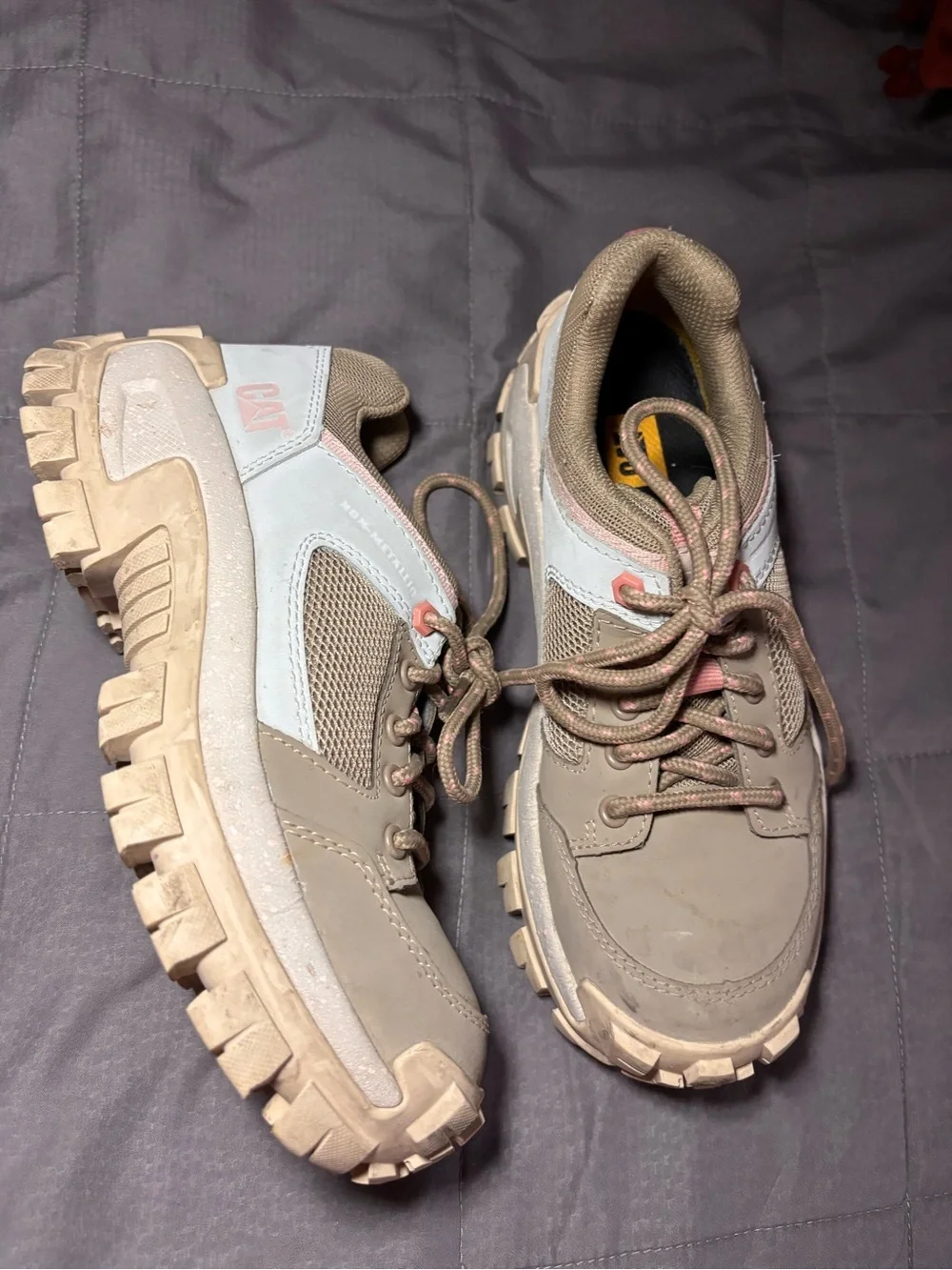 Caterpillar Gray and Pink Trail Sneakers Steel Toe